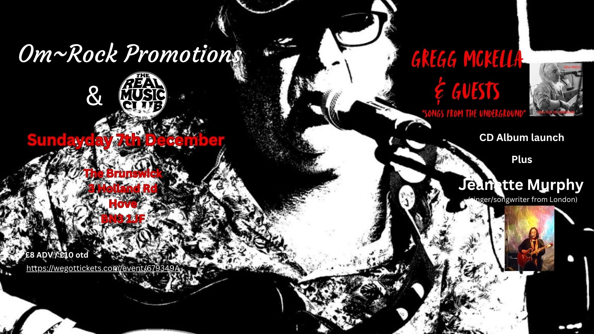 Gregg McKella “Songs From The Underground” CD launch gig + Jeanette Murphy