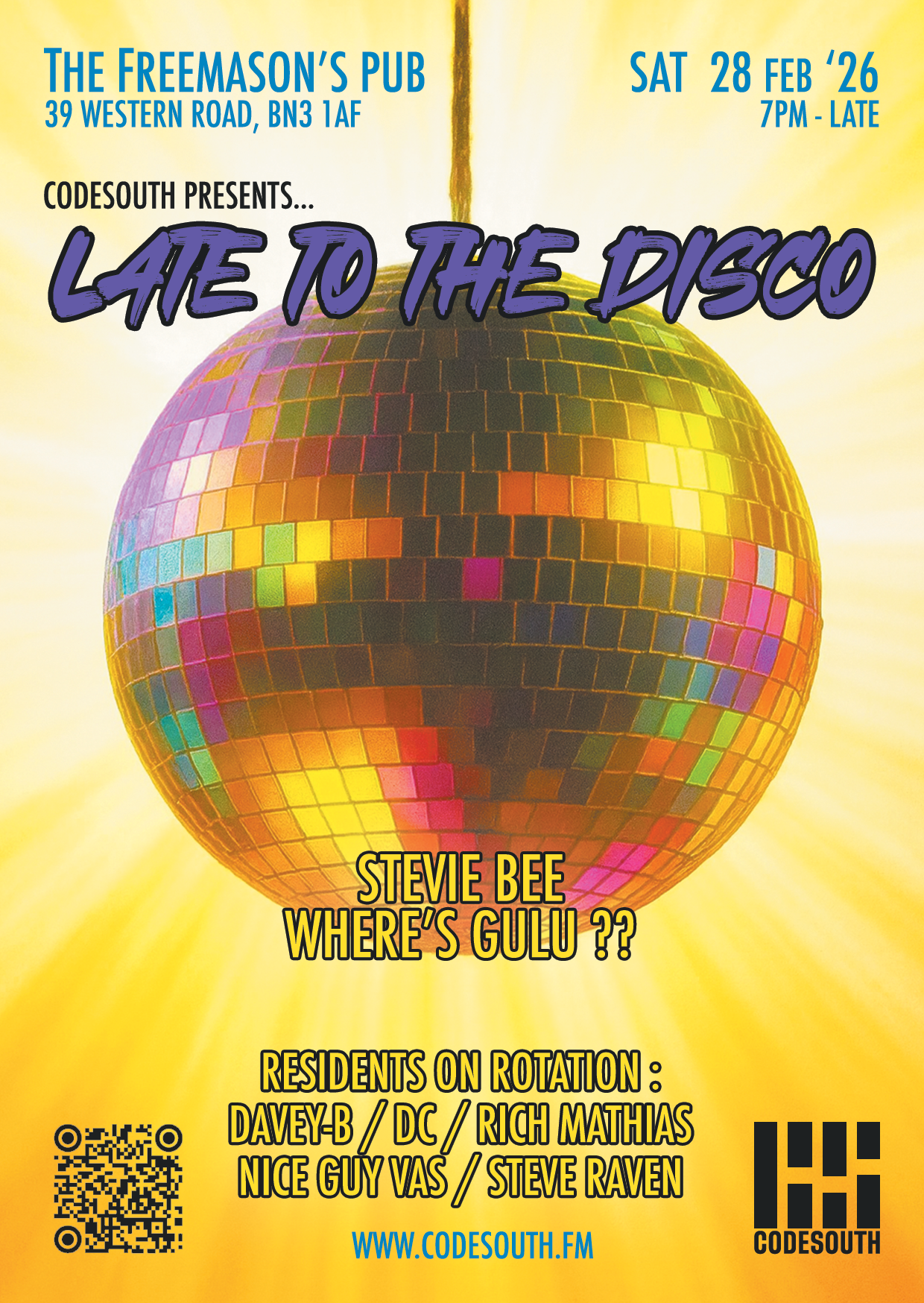 Codesouth presents Late To The Disco Funkadelic February