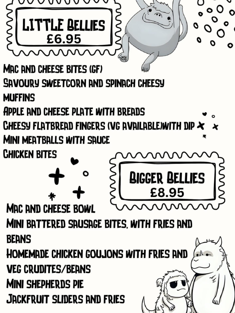 Big bellies and little bellies menu